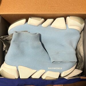 Balenciaga Womens Speed 2.0 LT Sock Sneakers Blue